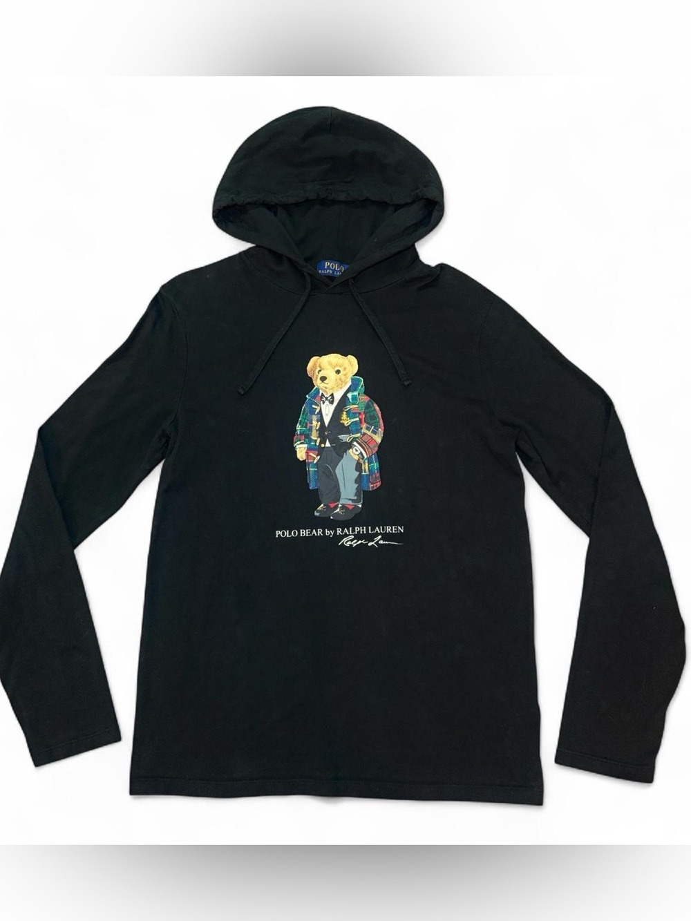 Polo Ralph Lauren Tartan Plaid Coat Tuxedo Bear Jersey Hooded t-shirt Mens SZ S